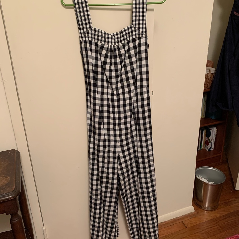 Madewell Black & White Gingham Tie-Waist Jumpsuit - Picture 4 of 9